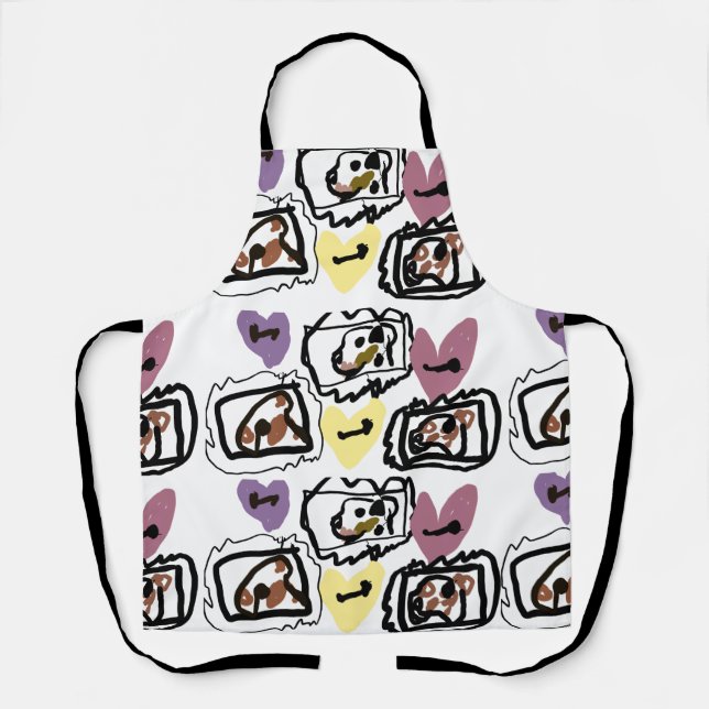 Tablier cœurs de Bouledogue Américain  (Recto)