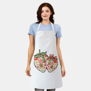 Tablier Cœurs de fraises en patchwork Art mignon Coquette