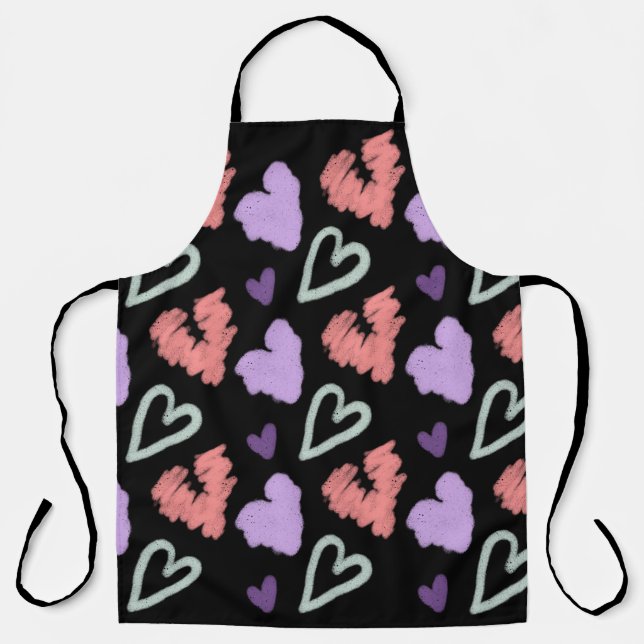 Tablier Cœurs de la Saint-Valentin Motif Violet Dessiné à  (Recto)