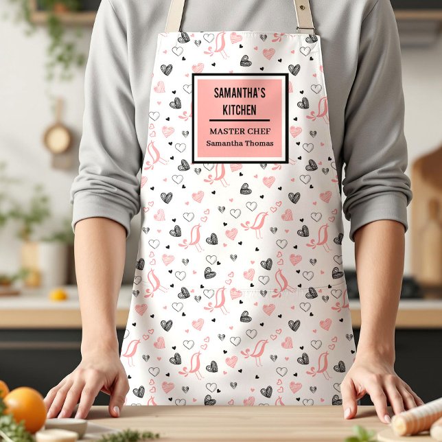 Tablier Cœurs dessinés à la main Cadeau d'amour de joyeux  (Hand Drawn Hearts Sweet Anniversary Love Gift Apron)