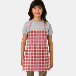 Tablier Cœurs Géométriques & Fleurs Rose Rose Enfants