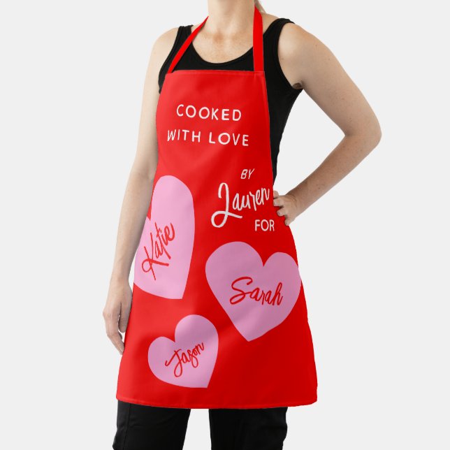 Tablier Coeurs Personnalisés Vivids Cuits Avec L'Amour Rou (Insitu)