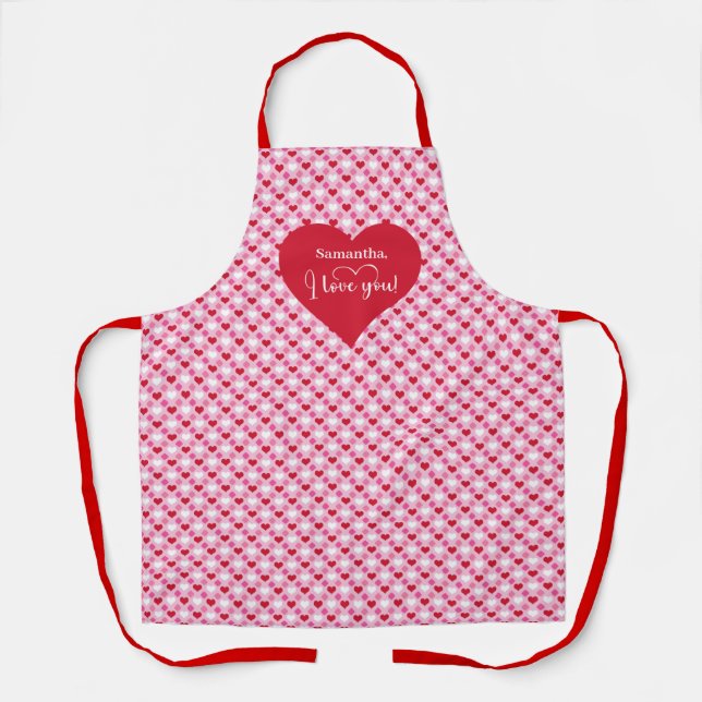 Tablier Cœurs Roses Classiques Saint-Valentin Je T (Recto)