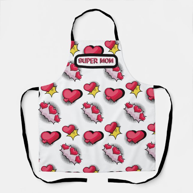 Tablier Coeurs roses mignons nom personnalisé (Recto)