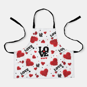 Tablier Cœurs Rouges Motif Saint-Valentin