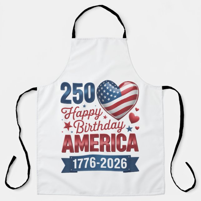 Tablier Cœurs USA 1776 2026 4 juillet (Recto)