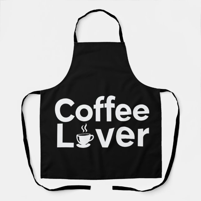 Tablier Coffee Lover Minimalist Typography Black Apron (Recto)