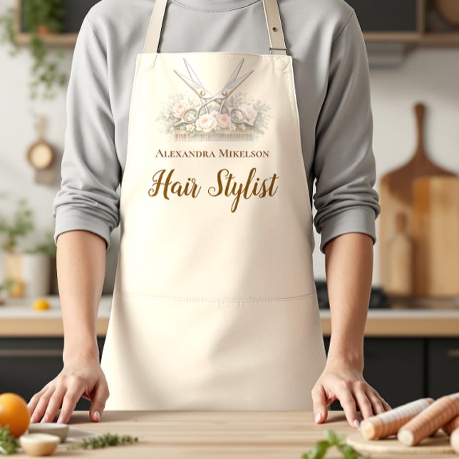 Tablier Coiffeur floral vintage élégant (Créateur téléchargé)