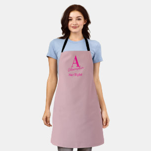 Tablier Coiffeur Monogramme Rose Chaud Rose Fuschia