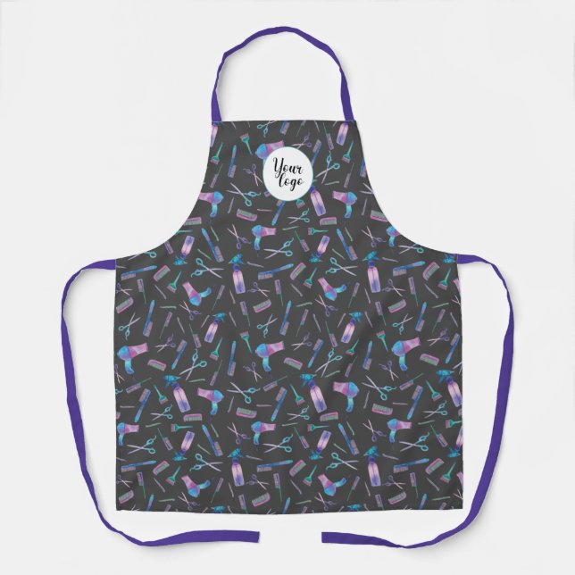Tablier Coiffeuse aquarelle personnalisée (Recto)