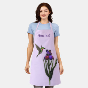 Tablier Colibri Et Fleur Iris Personnalisés