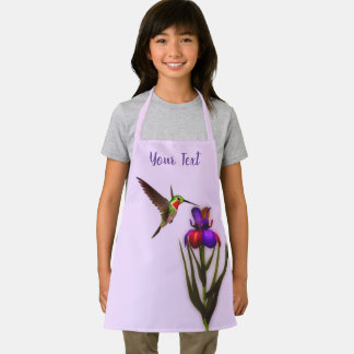 Tablier Colibri Et Fleur Iris Personnalisés