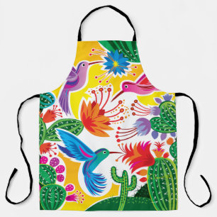 Tablier Colibris et cactus en fleurs