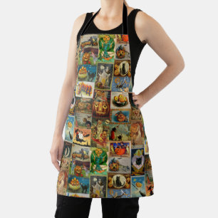Tablier Collage de cartes vintage d'Halloween