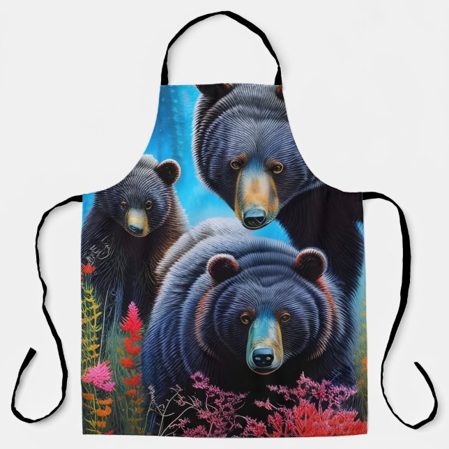 Tablier Collage de famille d'ours (Recto)