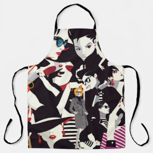 Tablier Collage de filles à la mode : pop art