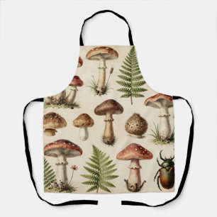 Tablier Collage de fougère de champignon botanique vintage