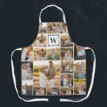 Tablier Collage de photos en format monogramme blanc de 20<br><div class="desc">Un espace de collage de photos monogrammes avec un collage de photos de vingt photos. Ajoutez votre initiale en noir contre un carré blanc.</div>