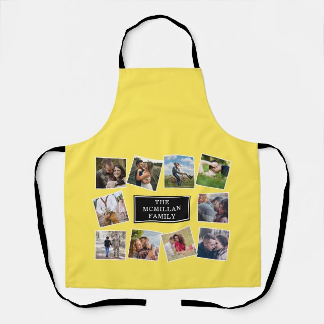 Tablier Collage photo amusant Jaune Apron (Recto)