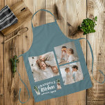 Tablier Collage Photo & Grand-Père Cuisine Toujours Ouvert<br><div class="desc">Célébrez les talents culinaires de votre grand-père avec ce tablier bleu "Collage Photo & Grand-père Kitchen Is Always Open" personnalisé. Parfait pour le chef de famille, cet tablier est doté d'un collage photo personnalisable et du message chaleureux "La cuisine du grand-père est toujours ouverte". Qu'il s'agisse de cuisines, de pâtisseries...</div>