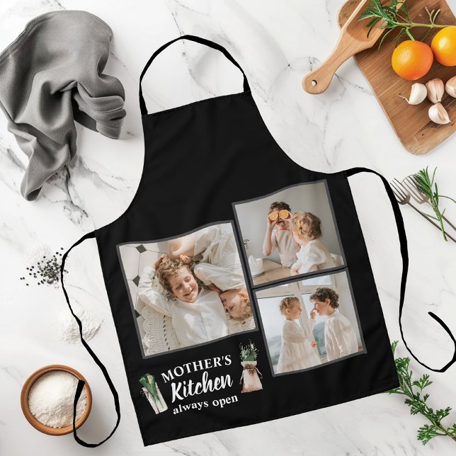 Tablier Collage Photo & Mère Cuisine Est Toujours Ouverte (Créateur téléchargé)