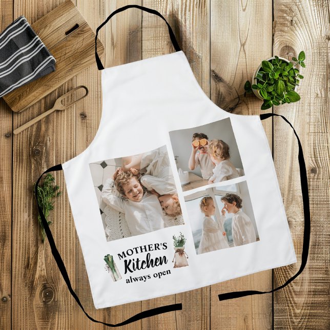 Tablier Collage Photo & Mère Cuisine Est Toujours Ouverte (Créateur téléchargé)