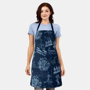 Tablier Collage vintage Hawaiian Travel dans Indigo Blues