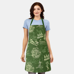 Tablier Collage vintage Hawaiian Travel en Olive Green