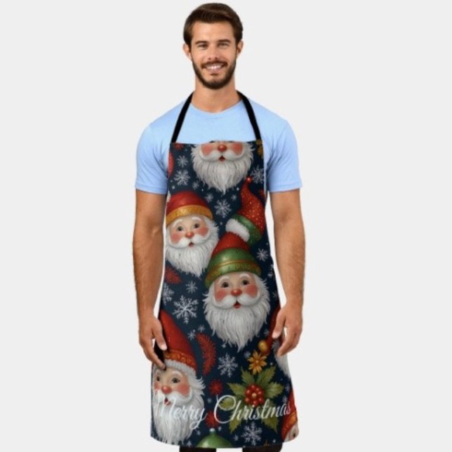 Tablier Collection de Noël de Père Noël Vintage ( Apron 100% polyester machine washable.
)