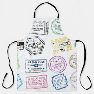 Tablier Collection de timbres de passeport isolés sur blan