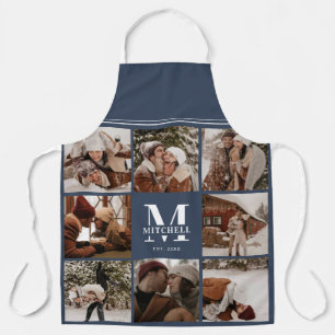 Tablier Collection photo bleu marine moderne   Monogramme