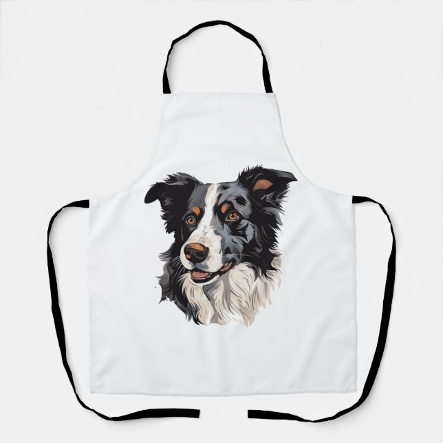 Tablier Collie Bordure Design célèbre - Design le plus int (Recto)
