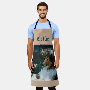 Tablier Collie de Noël à la fenêtre