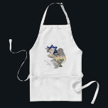 Tablier Colombe Tallit Menorah<br><div class="desc">Cette belle conception incorpore le Magan David, colombe, Tallit et Menorah.</div>