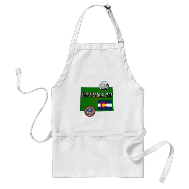 Tablier Colorado Texte, Drapeau, Sceau, Trimestre, Carte (Devant)