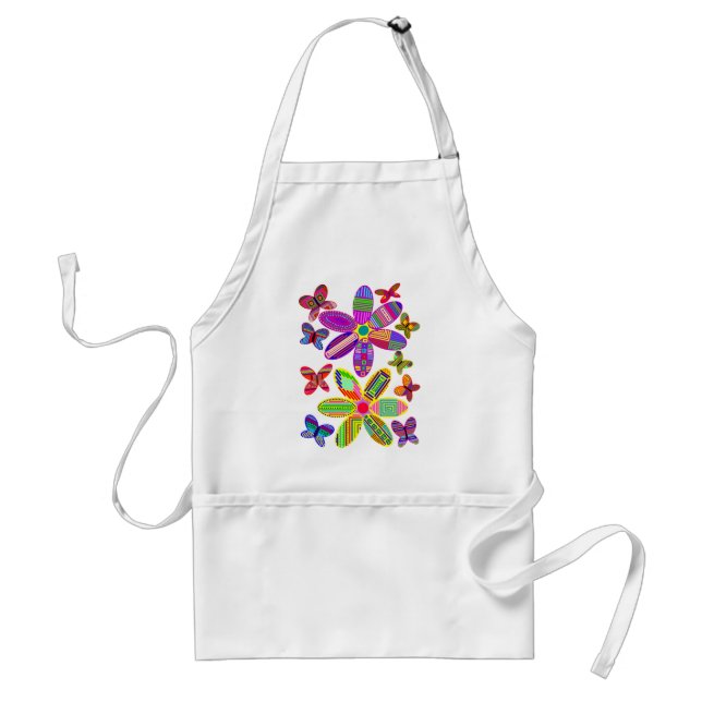 Tablier coloré de fleurs et de papillons (Devant)