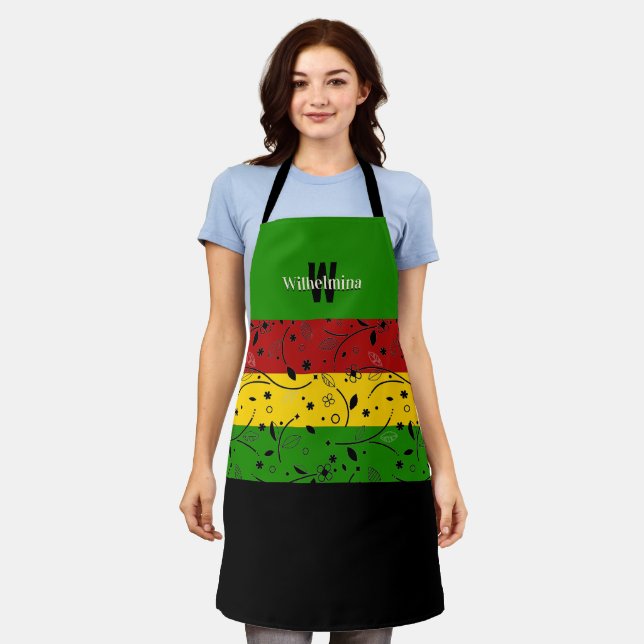 Tablier Coloré | Floral | Monogramme personnalisé (Porté)