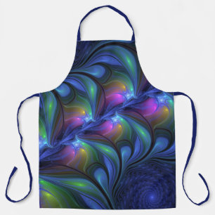 Tablier Coloré Lumineux Abstrait Bleu rose Vert Fractal