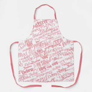 Tablier Coloré Monogramme rose Prénom blanc