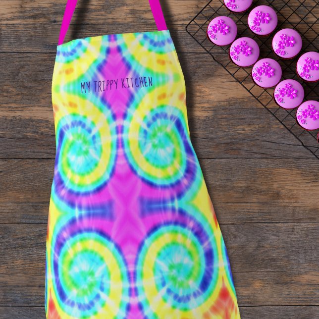 Tablier Coloré Teint Hippie Trippie Apron Personnalisé (Take a trip to another dimension in your kitchen with this groovy apron. Just add your name)