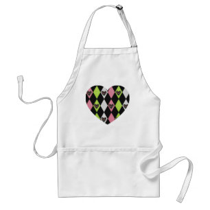 Tablier Colorful harlequin Print with Rose Hearts