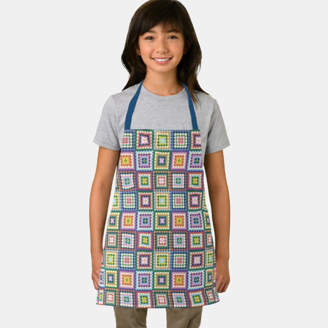 Tablier Colorful Retro Mid-Century Mid-Mod Crochet Blossom (Insitu)