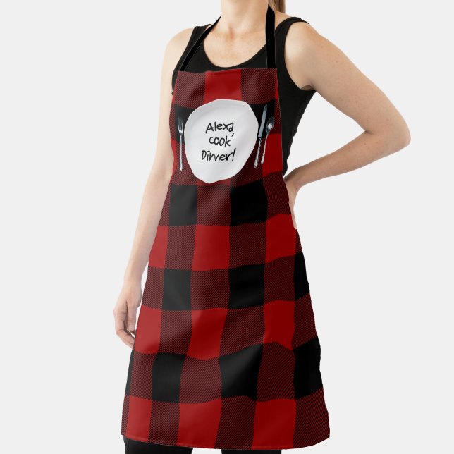 Tablier Commande Alexa sur buffalo plaid (Insitu)