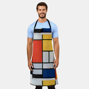 Tablier Composition de Piet Mondrian Rouge Jaune Bleu Impr