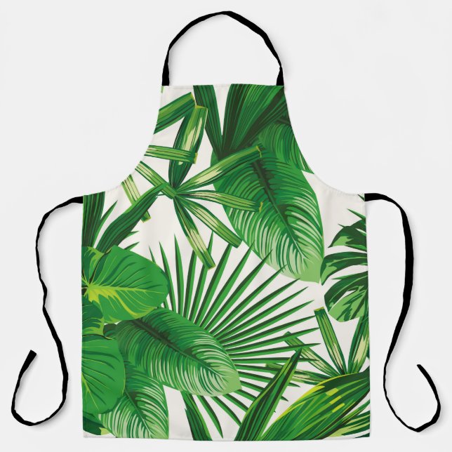 Tablier Composition exotique tropicale verte naturelle feu (Recto)