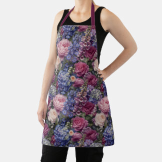 Tablier Composition florale dense de jardin anglais