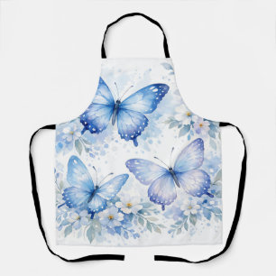 Tablier Composition florale Papillon Bleu