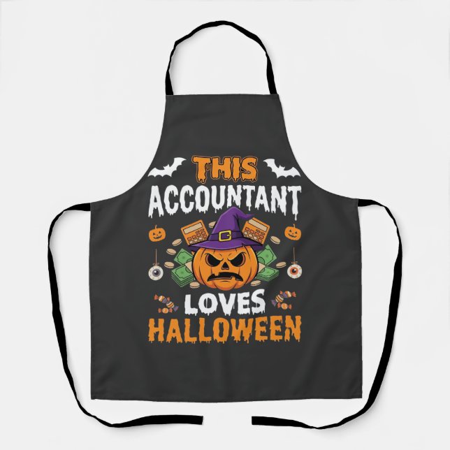 Tablier Comptable Aime Halloween Citrouille Comptable Desi (Recto)