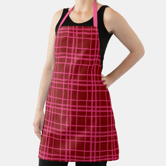 Tablier Conception à carreaux à grille à carreaux rose bor (Créateur téléchargé)