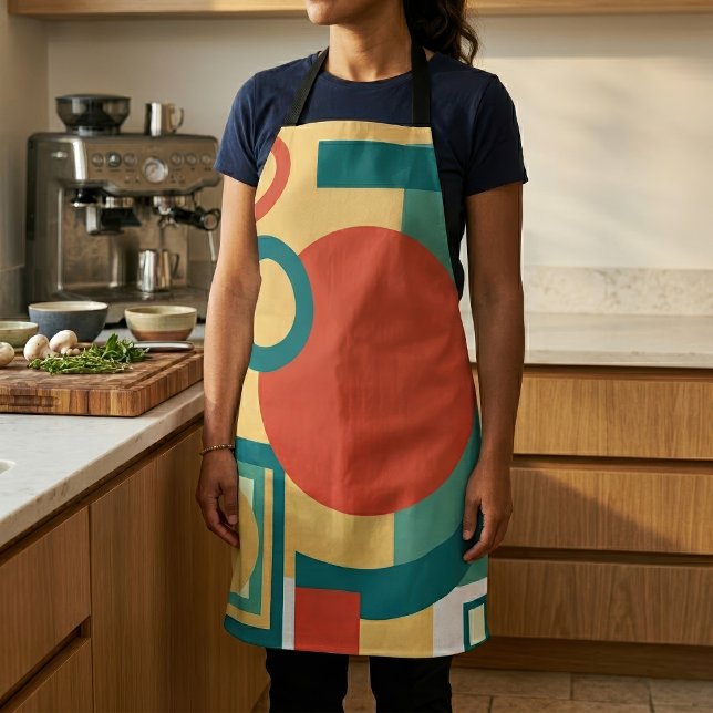 Tablier Conception Abstraite de Style Rétro Géométrique au (Retro Geometric Risograph Style Abstract Design. Apron)
